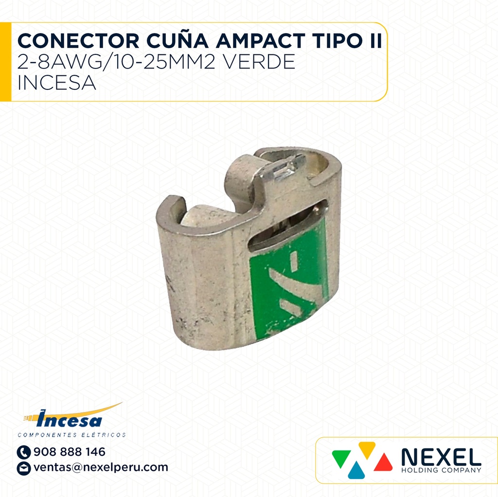 CONECTOR CUÑA AMPACT TIPO II 2-8AWG/10-25MM2 VERDE INCESA