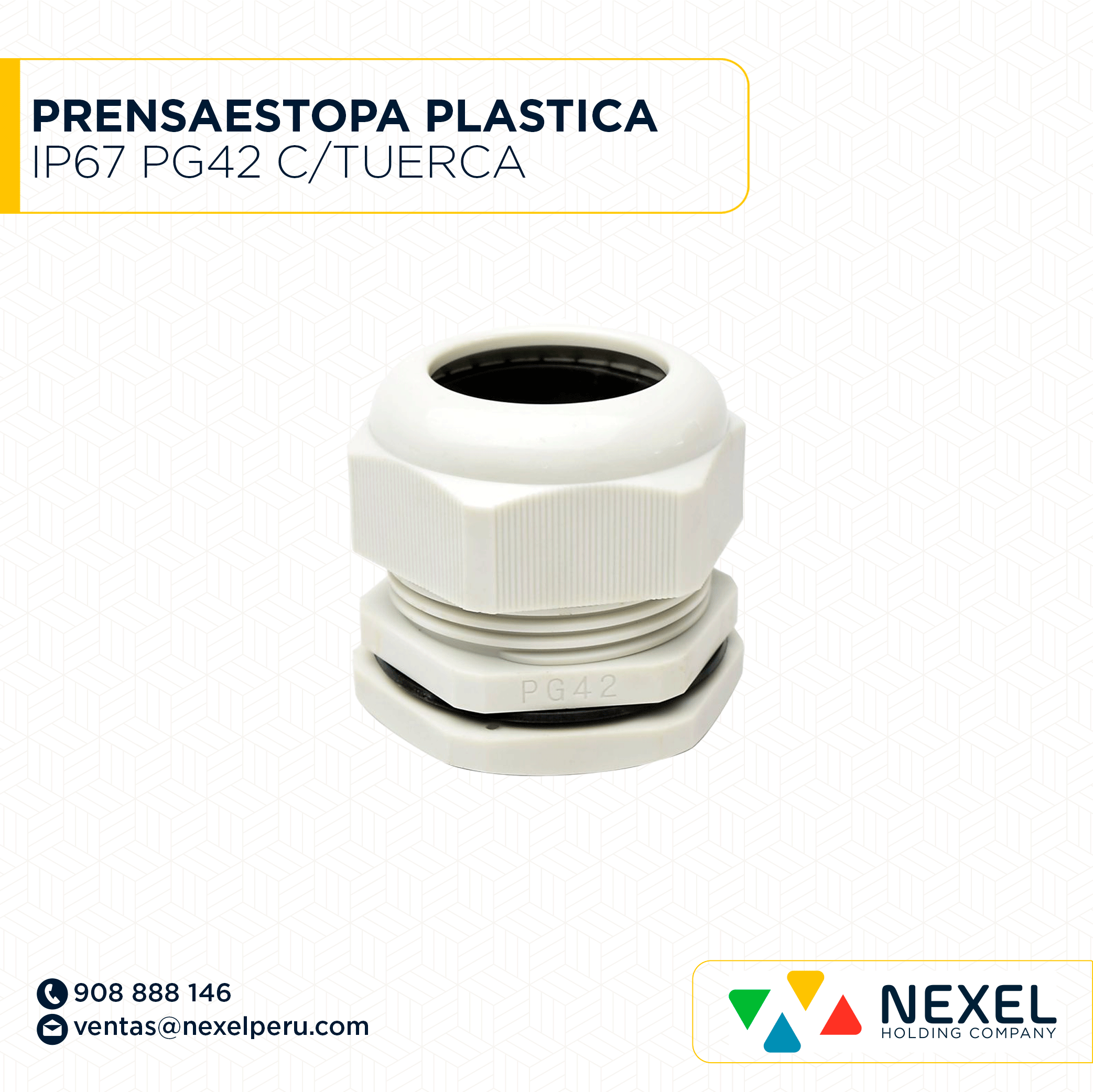 OUT- PRENSAESTOPA PLASTICA IP67 PG42 C/TUERCA STANDARD