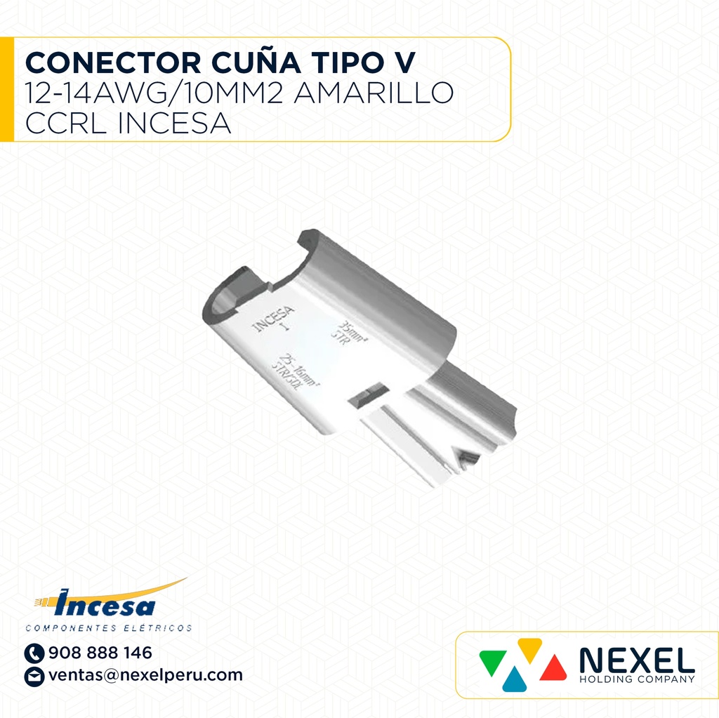 OUT- CONECTOR CUÑA TIPO V 12-14AWG/10MM2 AMARILLO COD: 93005-9 CCRL INCESA