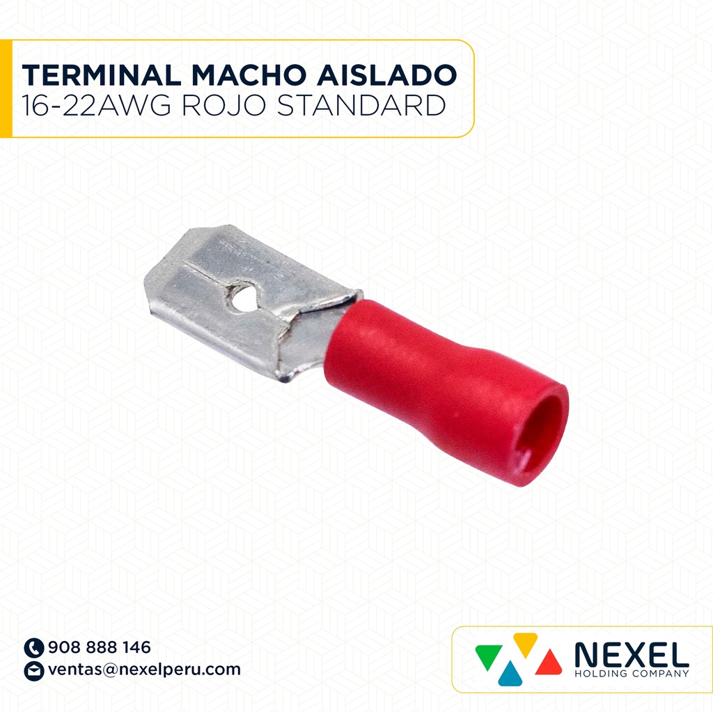TERMINAL MACHO AISLADO 16-22AWG ROJO STANDARD