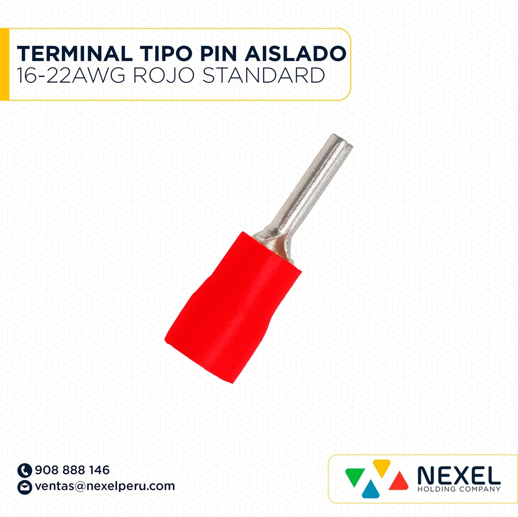 TERMINAL TIPO PIN AISLADO 16-22AWG ROJO STANDARD