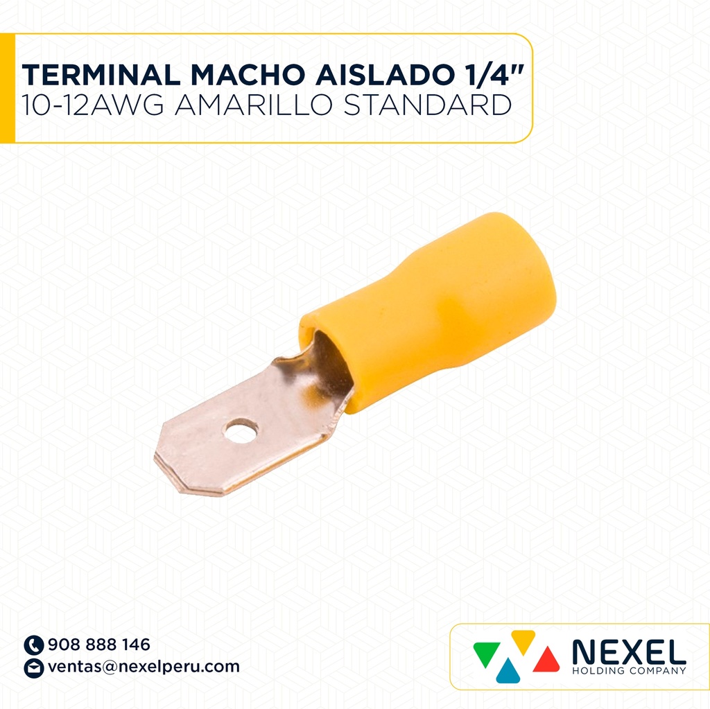 TERMINAL MACHO AISLADO 1/4" 10-12AWG AMARILLO STANDARD