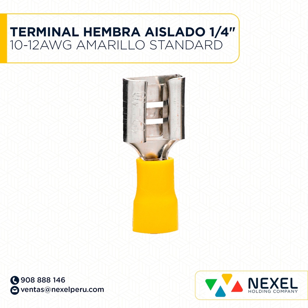 TERMINAL HEMBRA AISLADO 1/4" 10-12AWG AMARILLO STANDARD