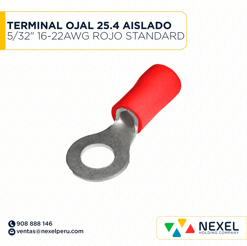 TERMINAL OJAL 25.4 AISLADO 5/32" 16-22AWG ROJO STANDARD