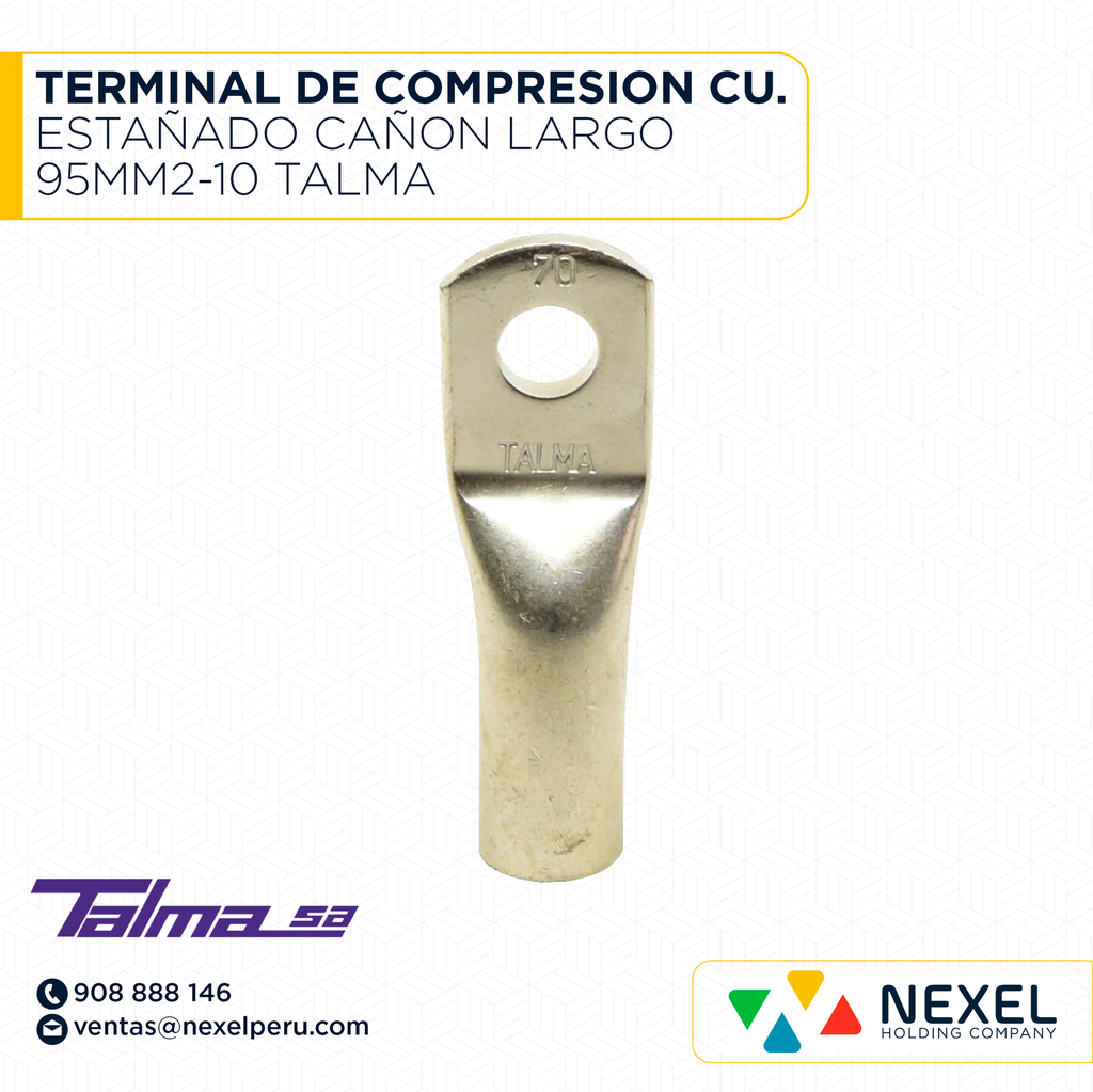 TERMINAL DE COMPRESION CU. ESTAÑADO CAÑON LARGO 95MM2-10 TALMA