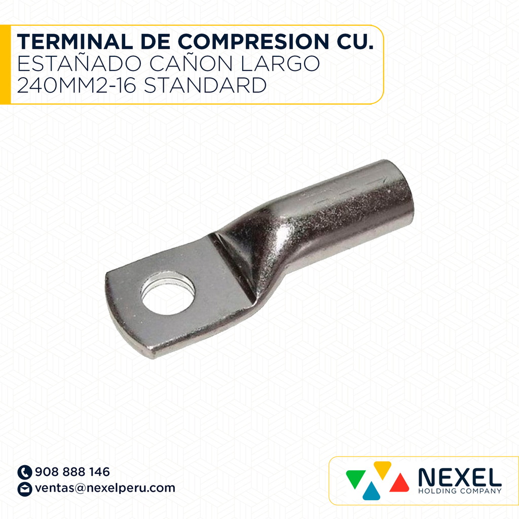 TERMINAL DE COMPRESION CU. ESTAÑADO CAÑON LARGO 240MM2-16 STANDARD
