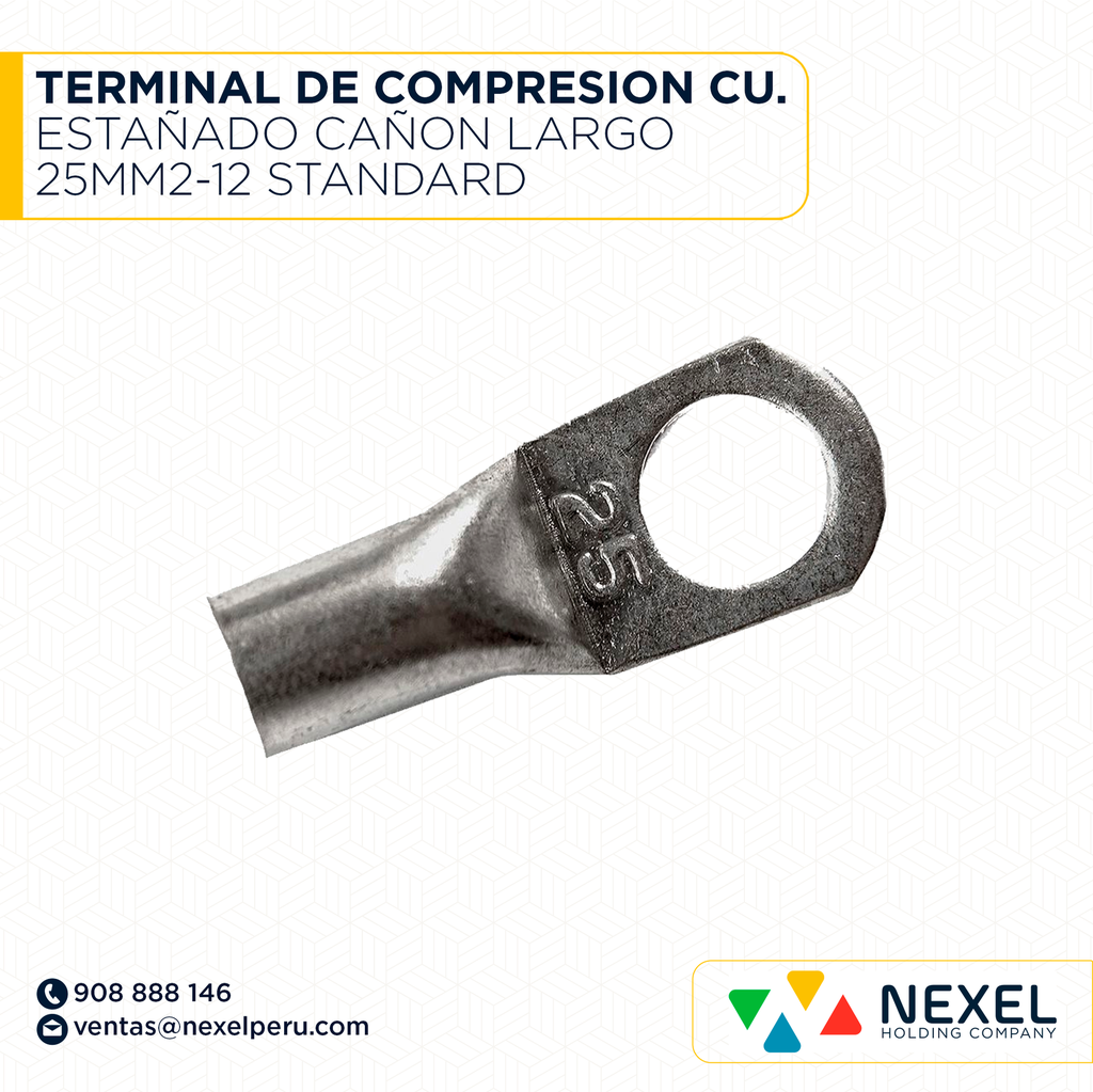 TERMINAL DE COMPRESION CU. ESTAÑADO CAÑON LARGO 25MM2-12 STANDARD