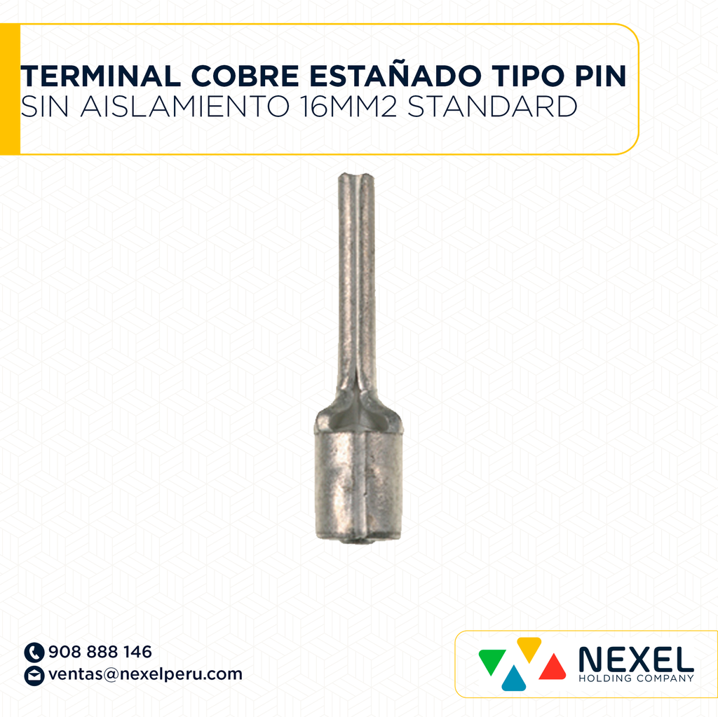 TERMINAL COBRE ESTAÑADO TIPO PIN SIN AISLAMIENTO 16MM2 STANDARD