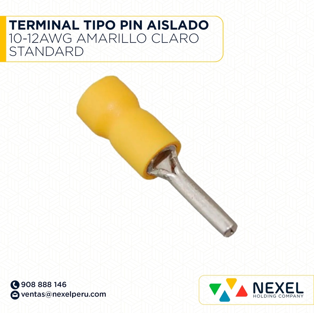 TERMINAL TIPO PIN AISLADO 10-12AWG AMARILLO CLARO STANDARD