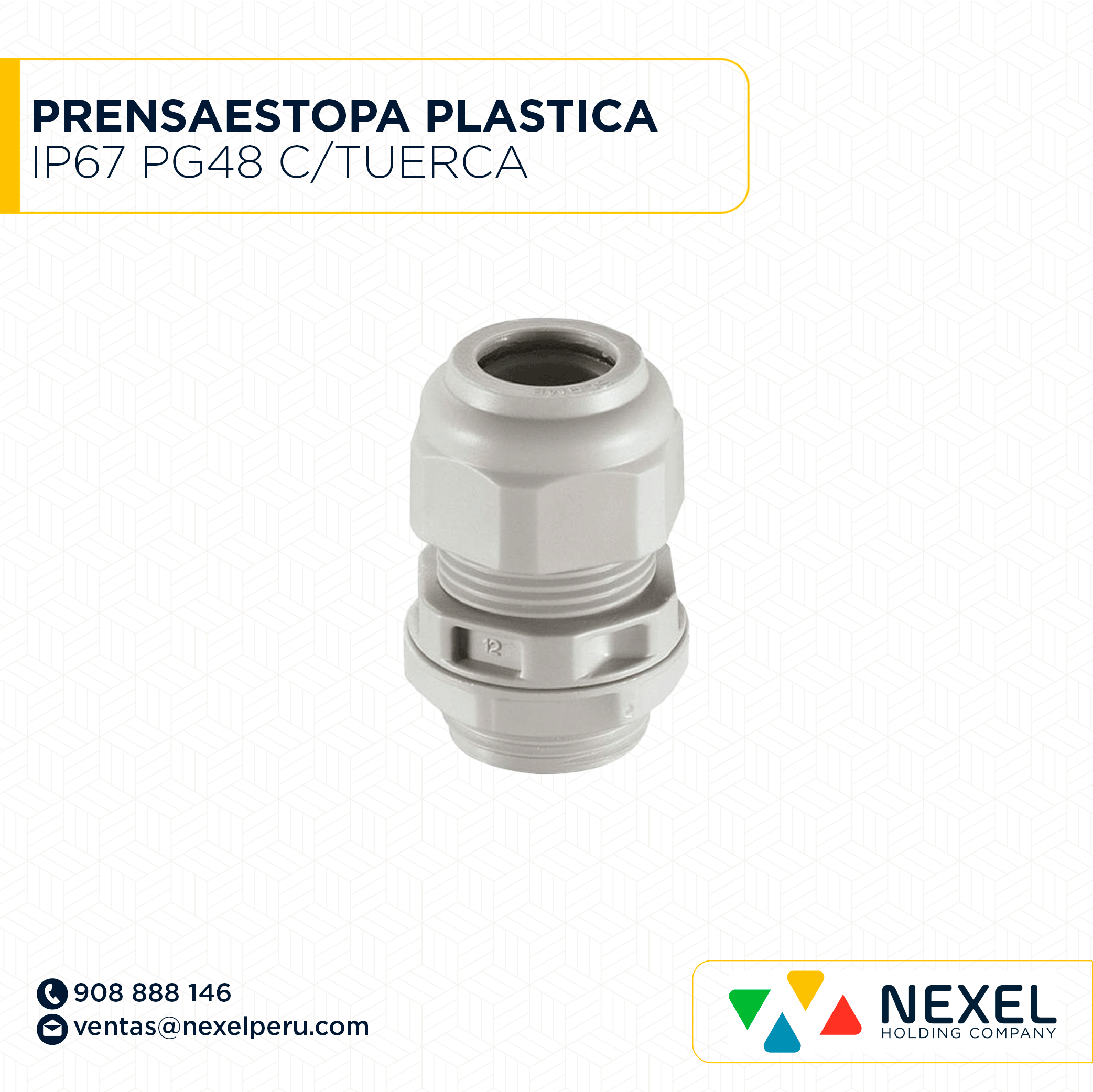 OUT- PRENSAESTOPA PLASTICA IP67 PG48 C/TUERCA STANDARD