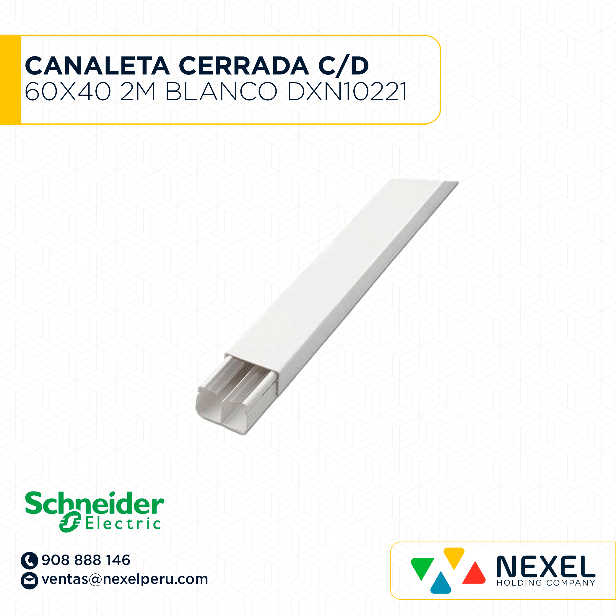 CANALETA CERRADA 60X40 2M C/DIVISION DEXSON BLANCO / SIN ADHESIVO / DXN10221 SCHNEIDER