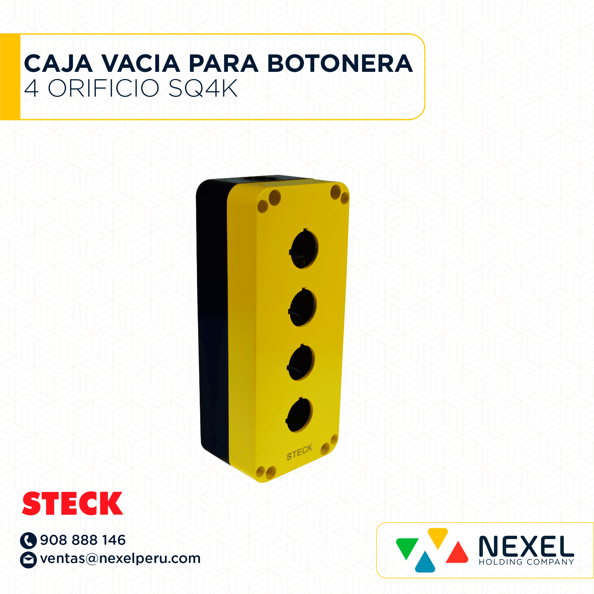 OUT-CAJA VACIA PARA BOTONERA DE 4 ORIFICIO SQ4K STECK