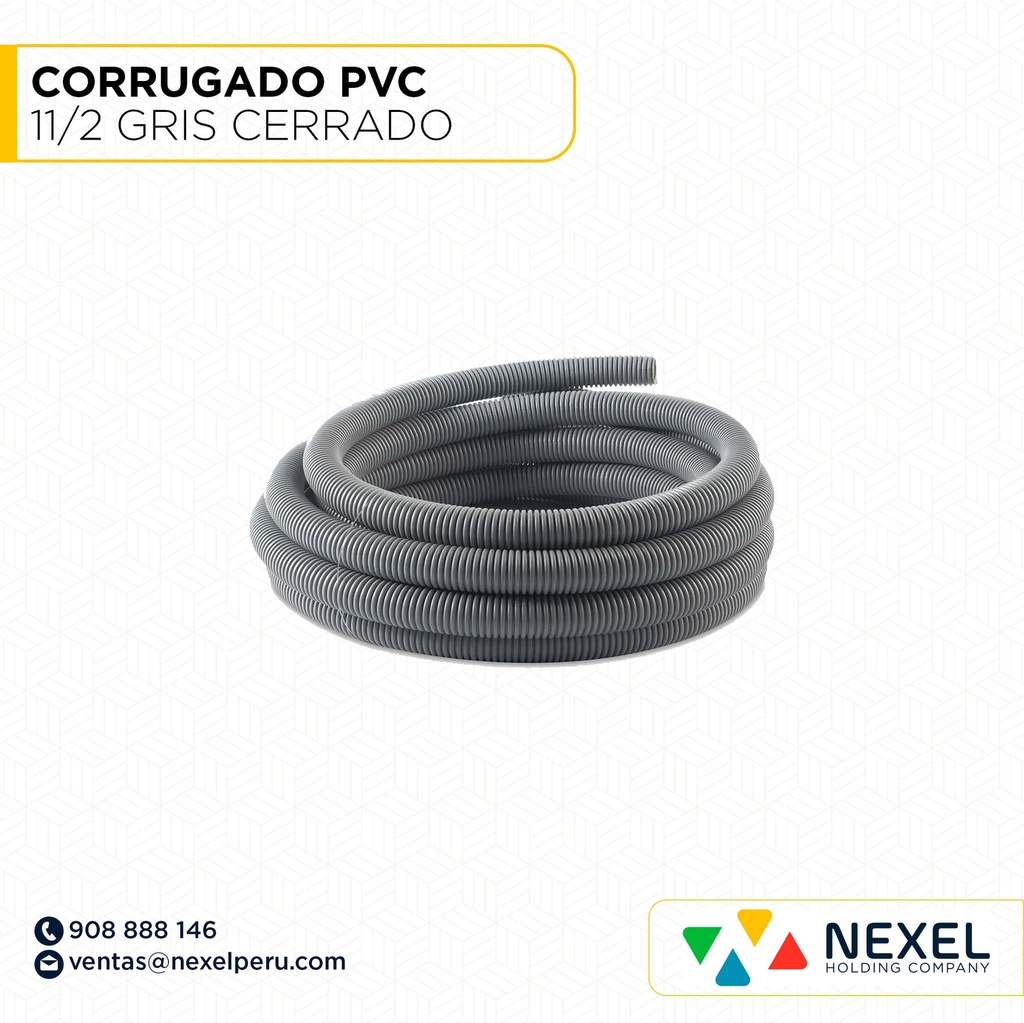CORRUGADO PVC DE 11/2 GRIS CERRADO STANDARD