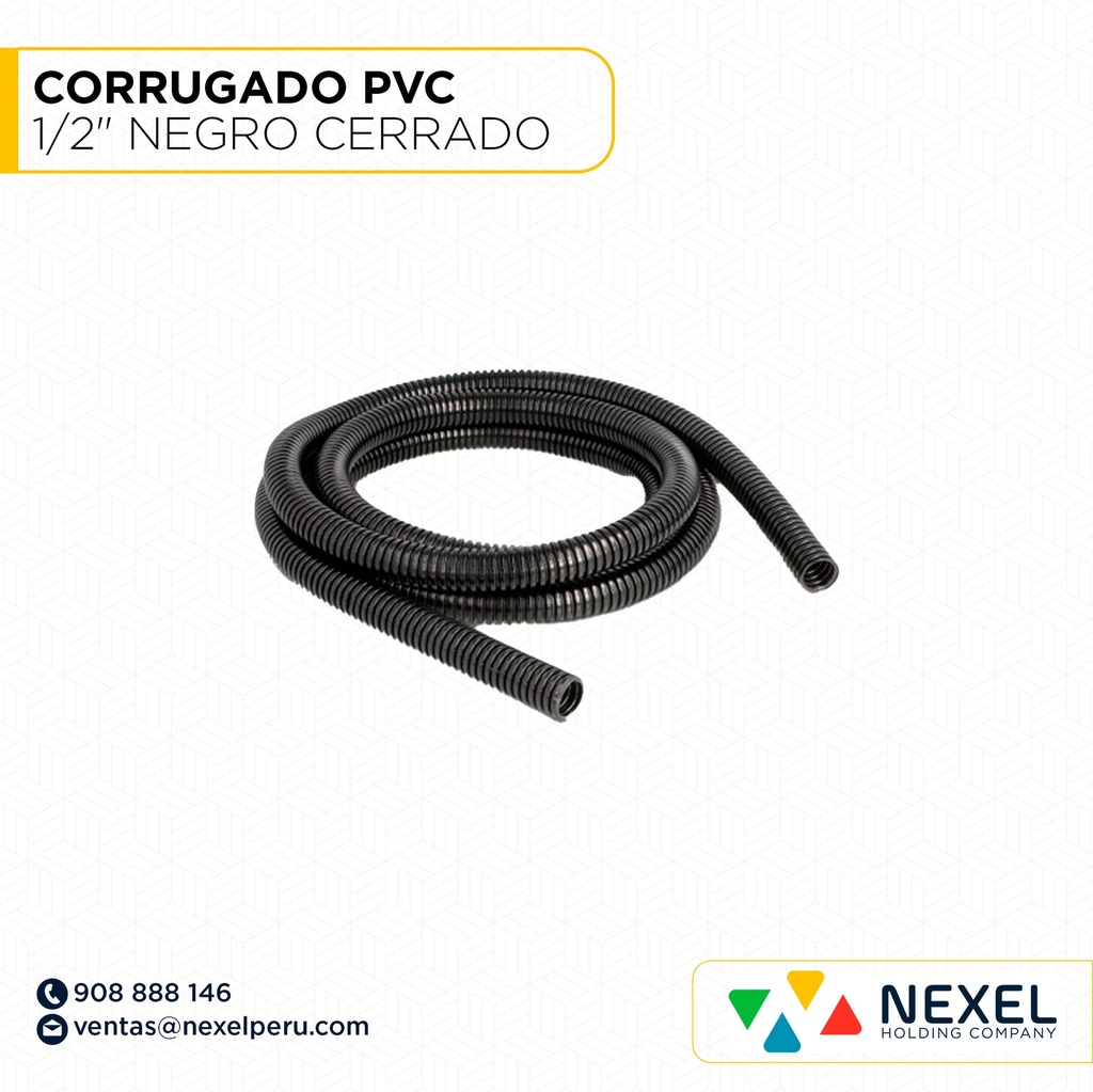 CORRUGADO PVC DE 1/2" NEGRO CERRADO STANDARD