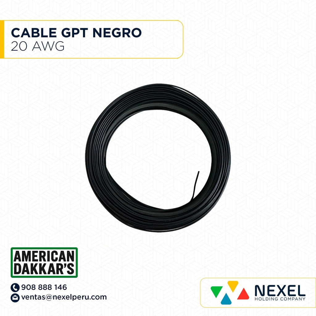 OUT- CABLE GPT 20AWG NEGRO DAKKAR`S