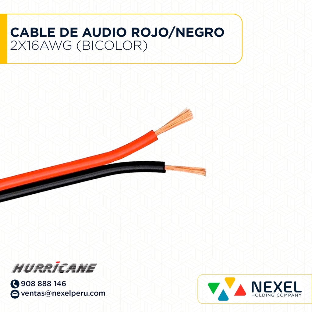 CABLE DE AUDIO 2X16AWG ROJO/NEGRO (BICOLOR) HURRICANE