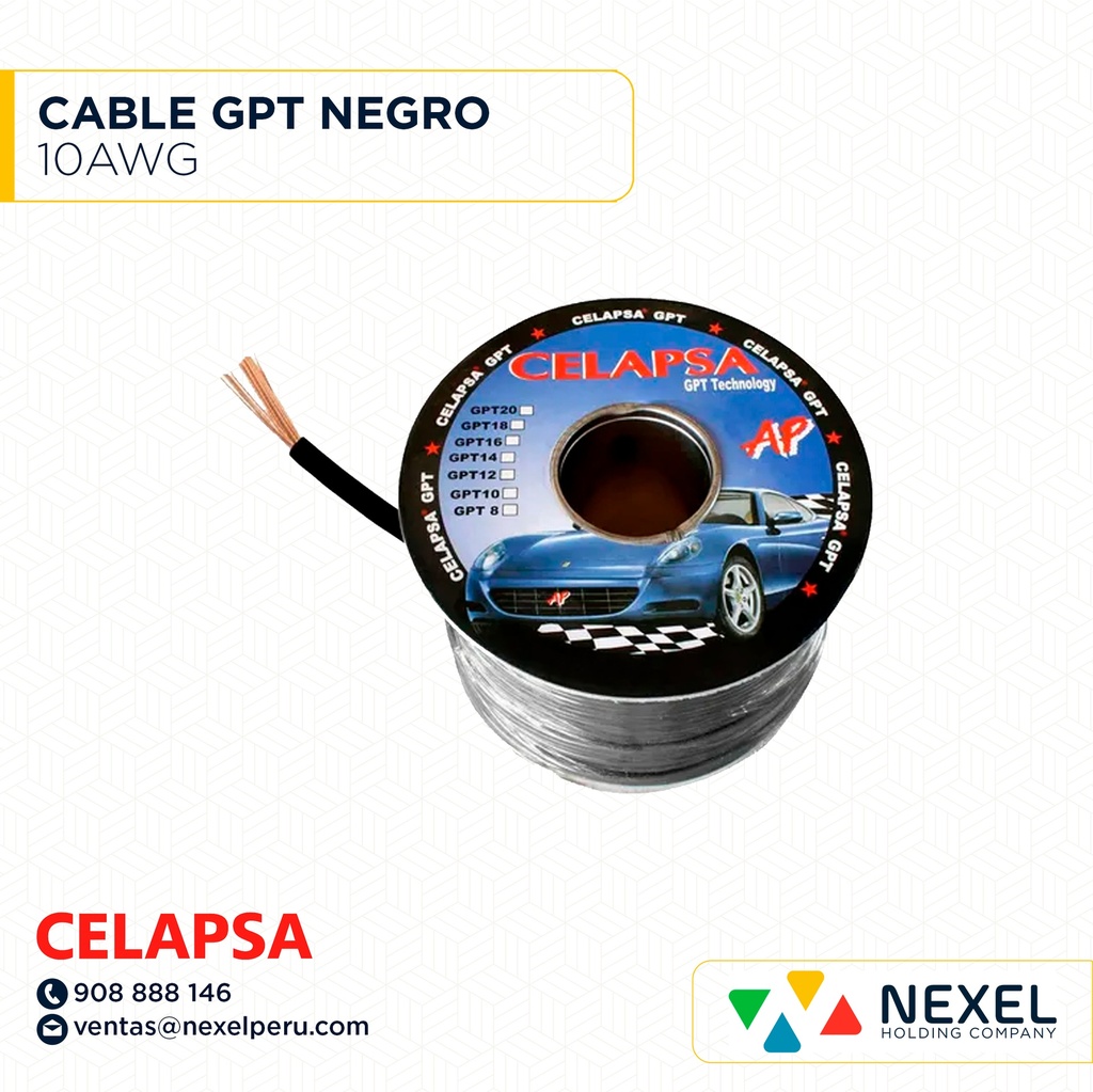 OUT- CABLE GPT 10AWG NEGRO CELAPSA (ROLLO 100MT)