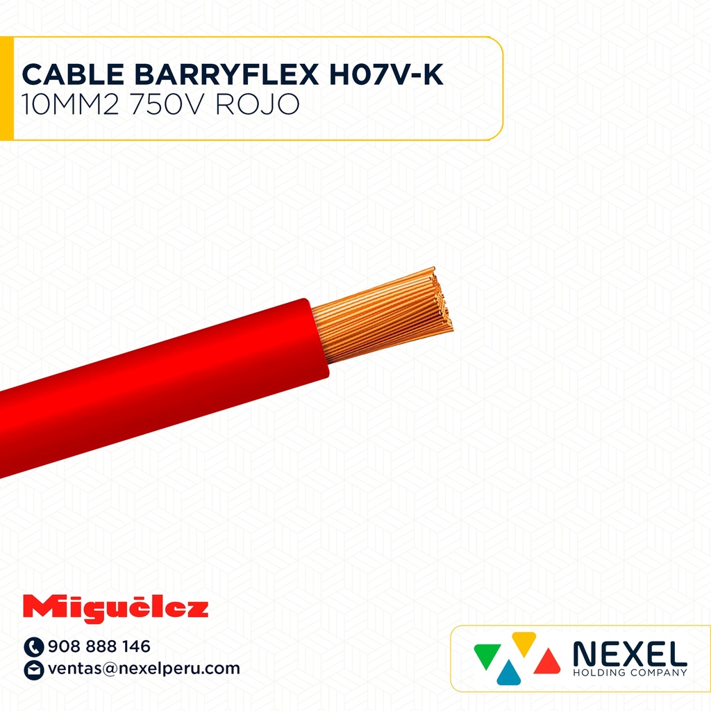 CABLE BARRYFLEX H07V-K 10MM2 750V ROJO MIGUELEZ