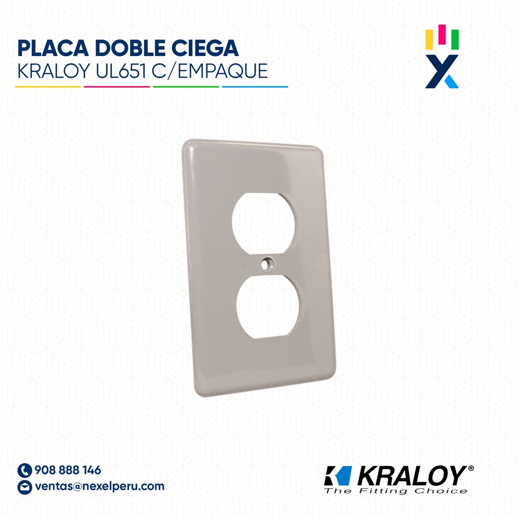 PLACA DOBLE CIEGA KRALOY UL651 C/EMPAQUE