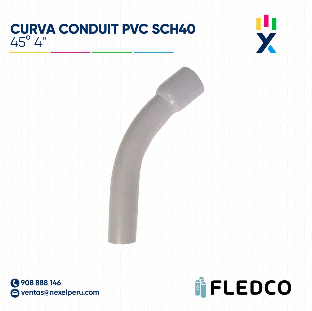 CURVA CONDUIT PVC 45° SCH40 4" XTR. BELL FLEDCO
