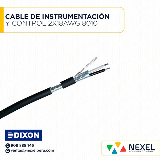 [A443568] CABLE DE INSTRUMENTACIÓN Y CONTROL 2X18AWG DIXON 8010