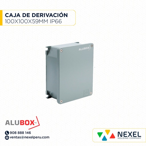 [D243555] CAJA DE DERIVACIÓN DE ALUMINIO 100X100X59MM IP66 - 67 (653.00) ALUBOX