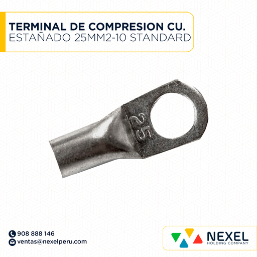 [F121854] TERMINAL DE COMPRESION CU. ESTAÑADO 25MM2-10 STANDARD