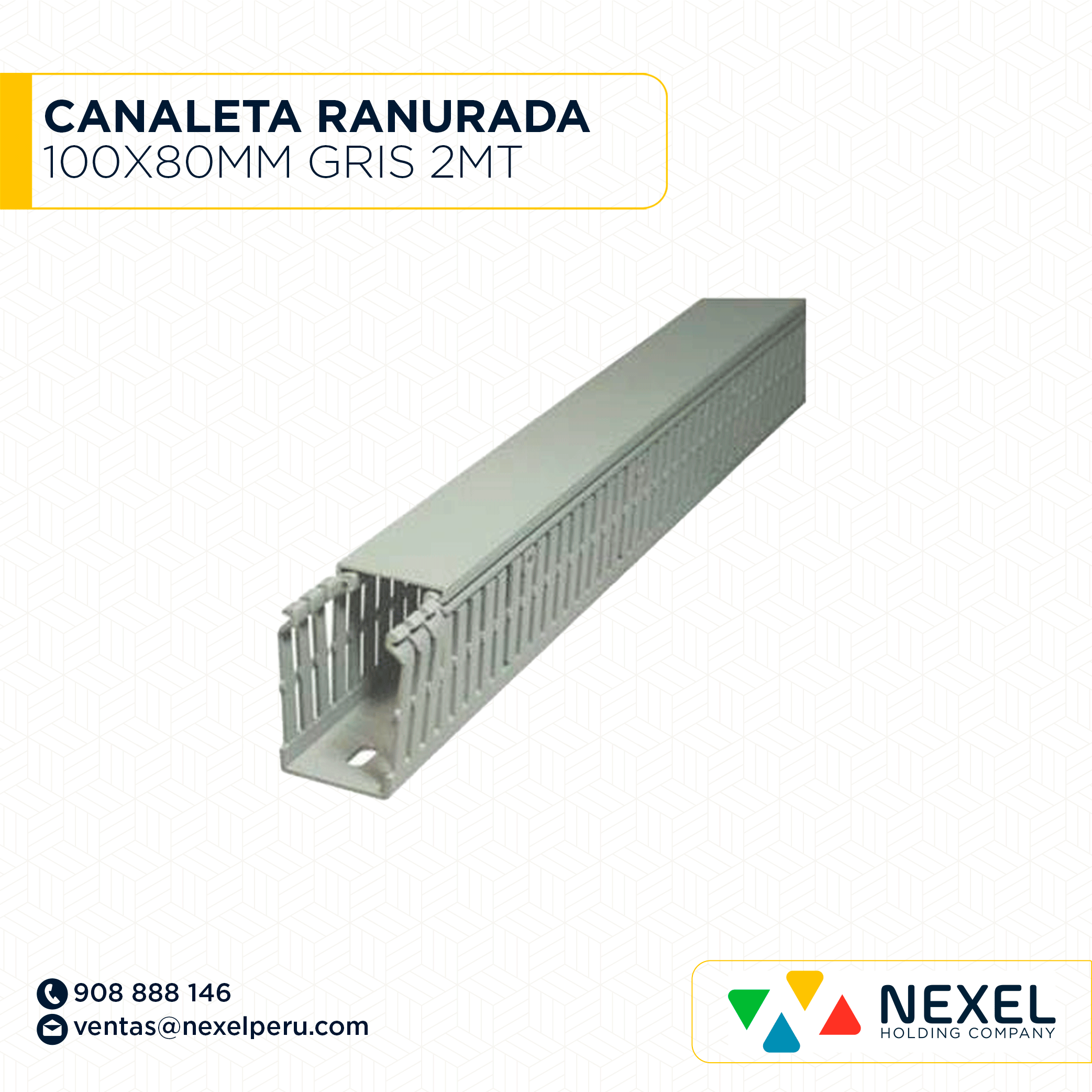 [C543537-O] OUT- CANALETA RANURADA 100X80MM GRIS 2MT