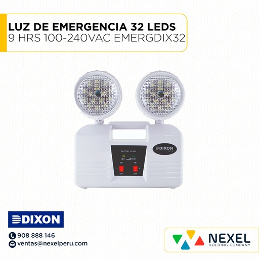 [H43407-O] OUT- LUZ DE EMERGENCIA 32 LEDS 9 HRS 100-240VAC EMERGDIX32 IP20 DIXON