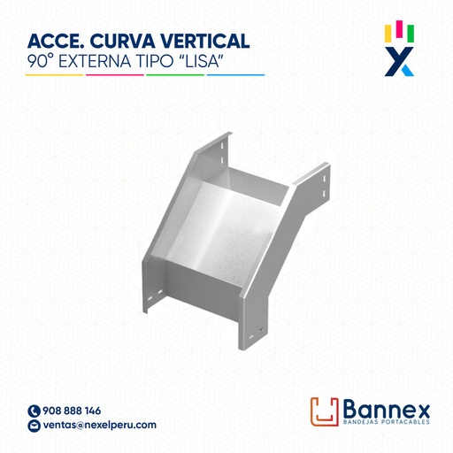 [C145750] CURVA VERTICAL EXTERNA 90° GALV. TIPO "LISA" 100x60MM 1.2MM S/TAPA INC. UNION BANNEX
