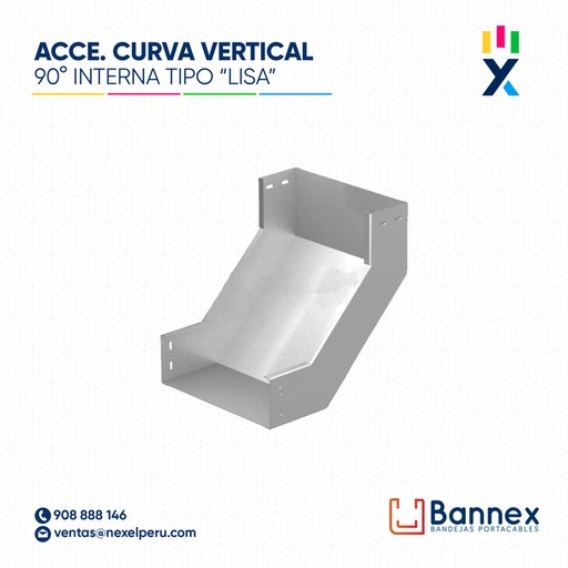 [C145888] CURVA VERTICAL INTERNA 90° GALV. TIPO "LISA" 450x100MM 2MM S/TAPA INC. UNION BANNEX