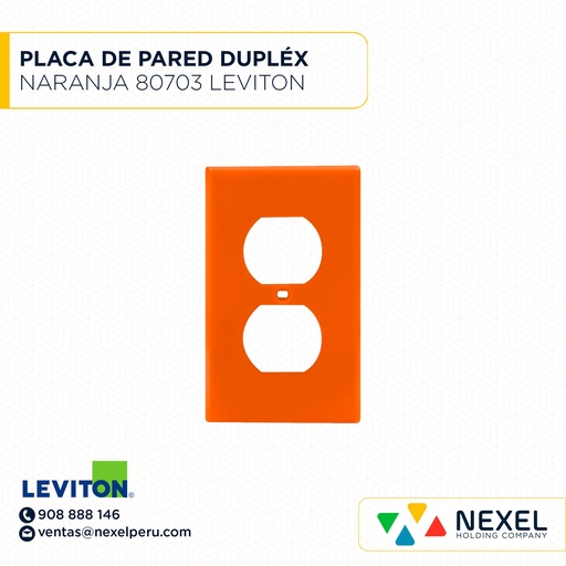 [F102143] PLACA DE PARED DÚPLEX NYLON TERMOPLÁSTICO NARANJA 80703 LEVITON