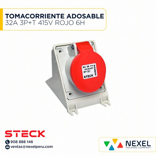 [F111094] TOMACORRIENTE ADOSABLE 32A 3P+T 415V ROJO 6H IP44 / N-4206 STECK