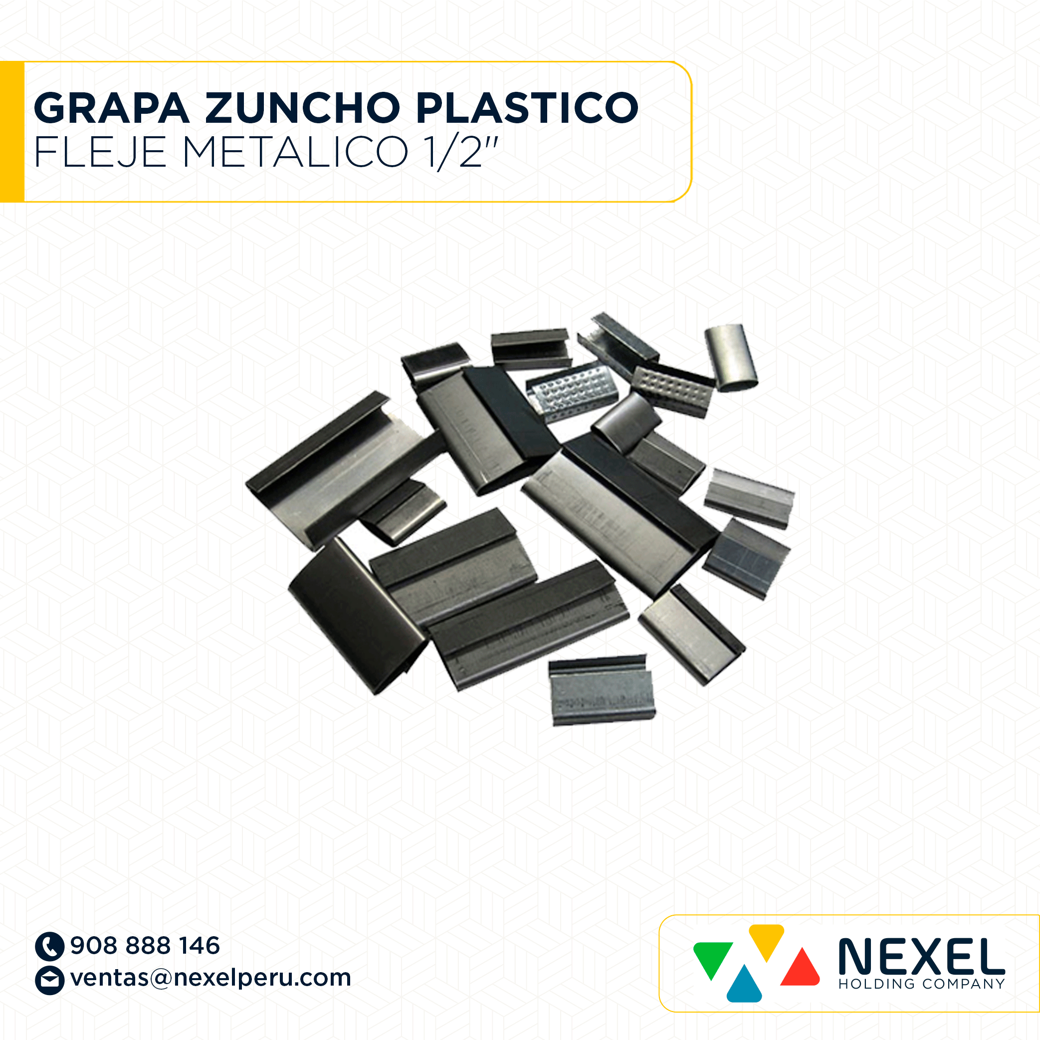 [L23671] GRAPA PARA ZUNCHO PLASTICO Y FLEJE METALICO 1/2" USO EMBALAJE STANDARD
