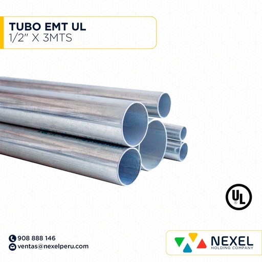 [B16275] TUBO EMT 1/2" X 3MTS UL STANDARD