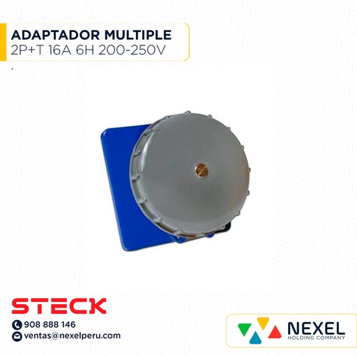 [F116164-O] OUT -ADAPTADOR MÚLTIPLE 2P+T 16A 6H 200-250V AZUL S3046W STECK