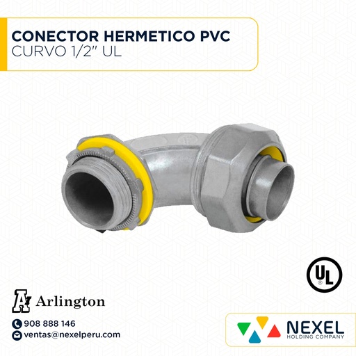 [B93050] CONECTOR HERMETICO PVC CURVO 1/2" UL ARLINGTON