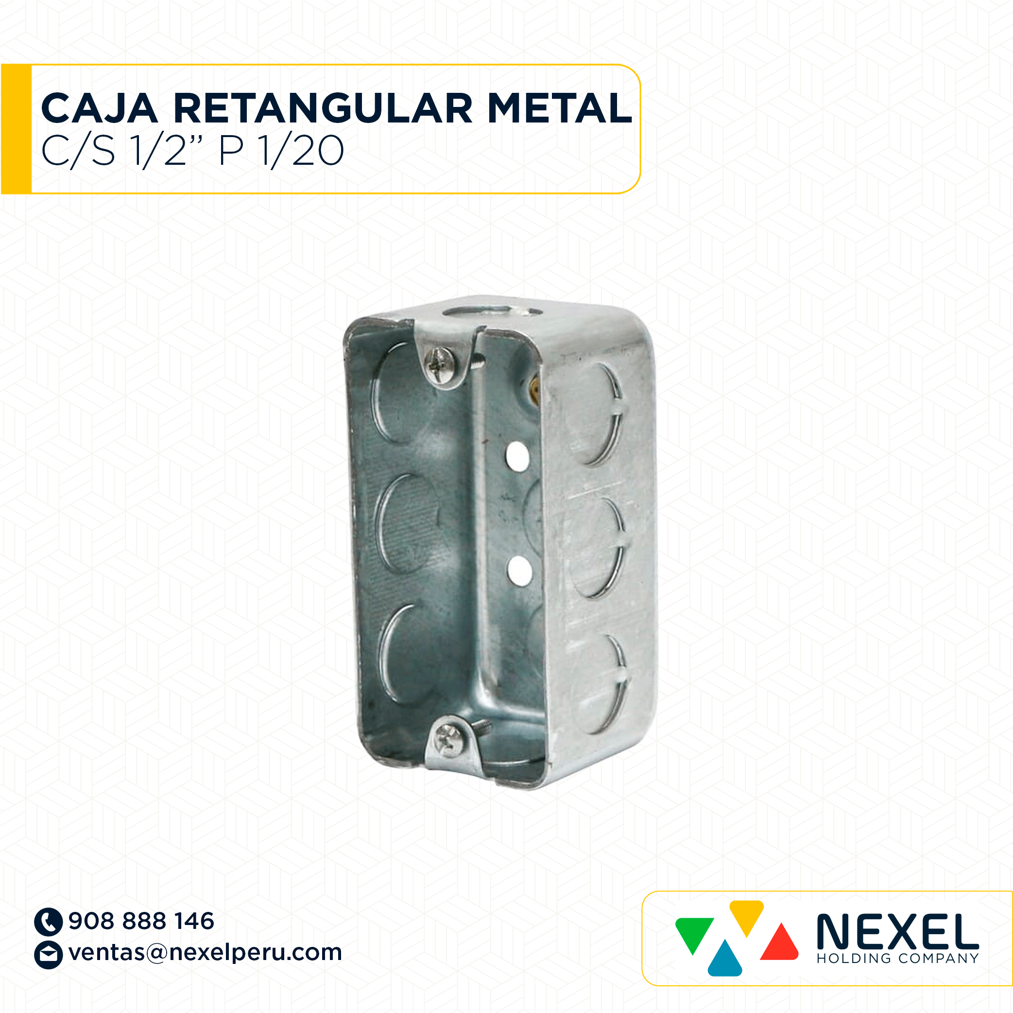 [D11575] CAJA RECTANGULAR METAL C/S 1/2" P 1/20 IMPORTADO