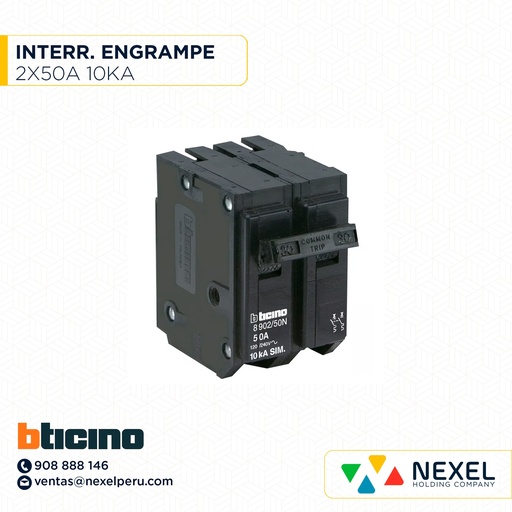 [G86226] INTERRUPTOR ENGRAMPE 2X50A 10KA BTICINO (OUTLET)