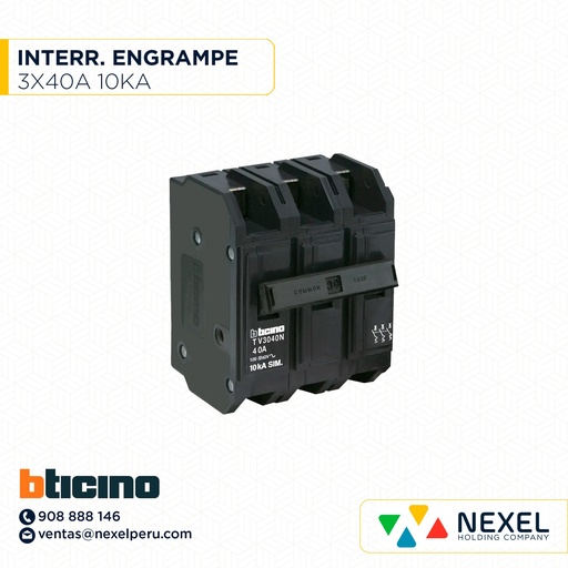 [G86224] INTERRUPTOR ENGRAMPE 3X40A 10KA BTICINO (OUTLET)