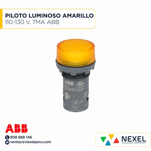 [G62798-O] OUT- PILOTO LUMINOSO LED AMARILLO 110-130V 7MA ABB