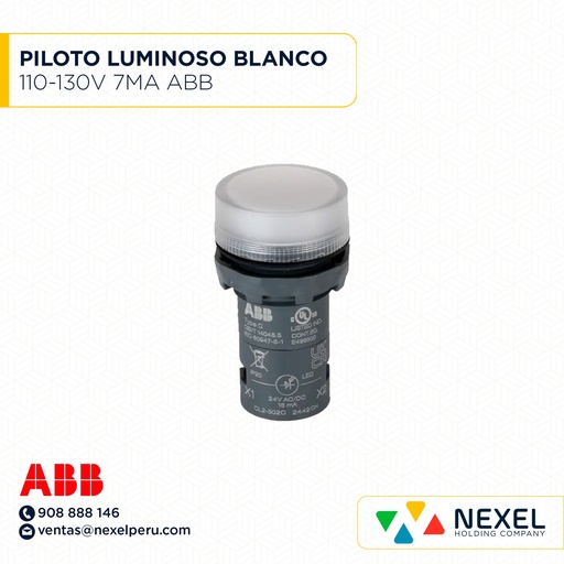 [G62797] PILOTO LUMINOSO LED BLANCO 110-130V 7MA ABB