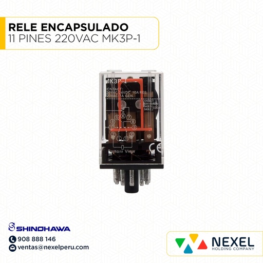 [G32489] RELE ENCAPSULADO 11 PINES 220VAC MK3P-1 SHINOHAWA