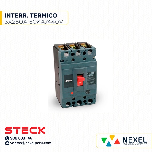 [G21115] INTERRUPTOR TERMOMAGNETICO 3X250A (200-250A). 50/30/18KA EN 220/440V SD-AT250 STECK