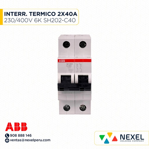 [G11095] INTERR. TERMICO 2X40A 230/400V 6K SH202-C40 ABB