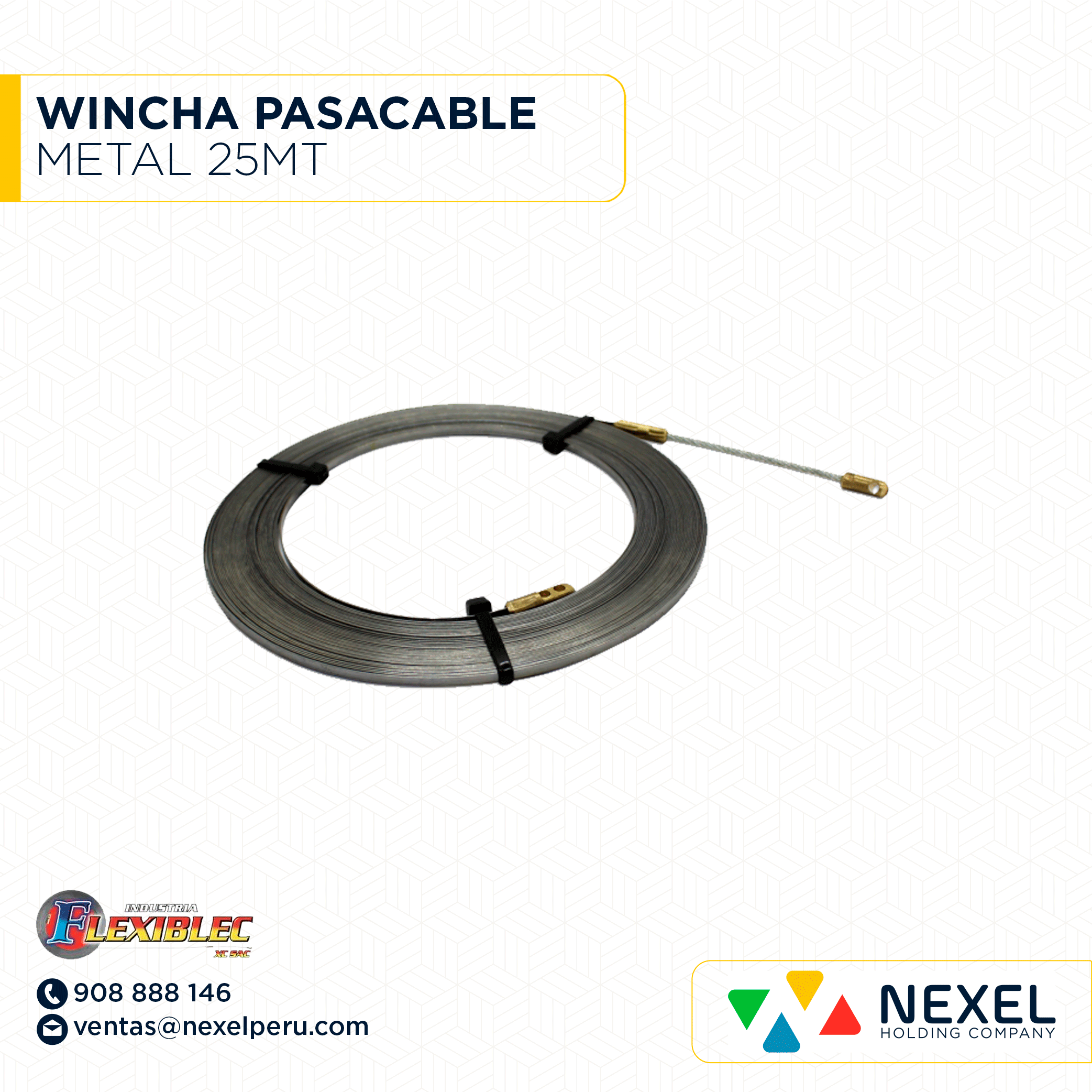[L21713-O] OUT- WINCHA PASACABLE METAL 25MT FLEXIBLEC