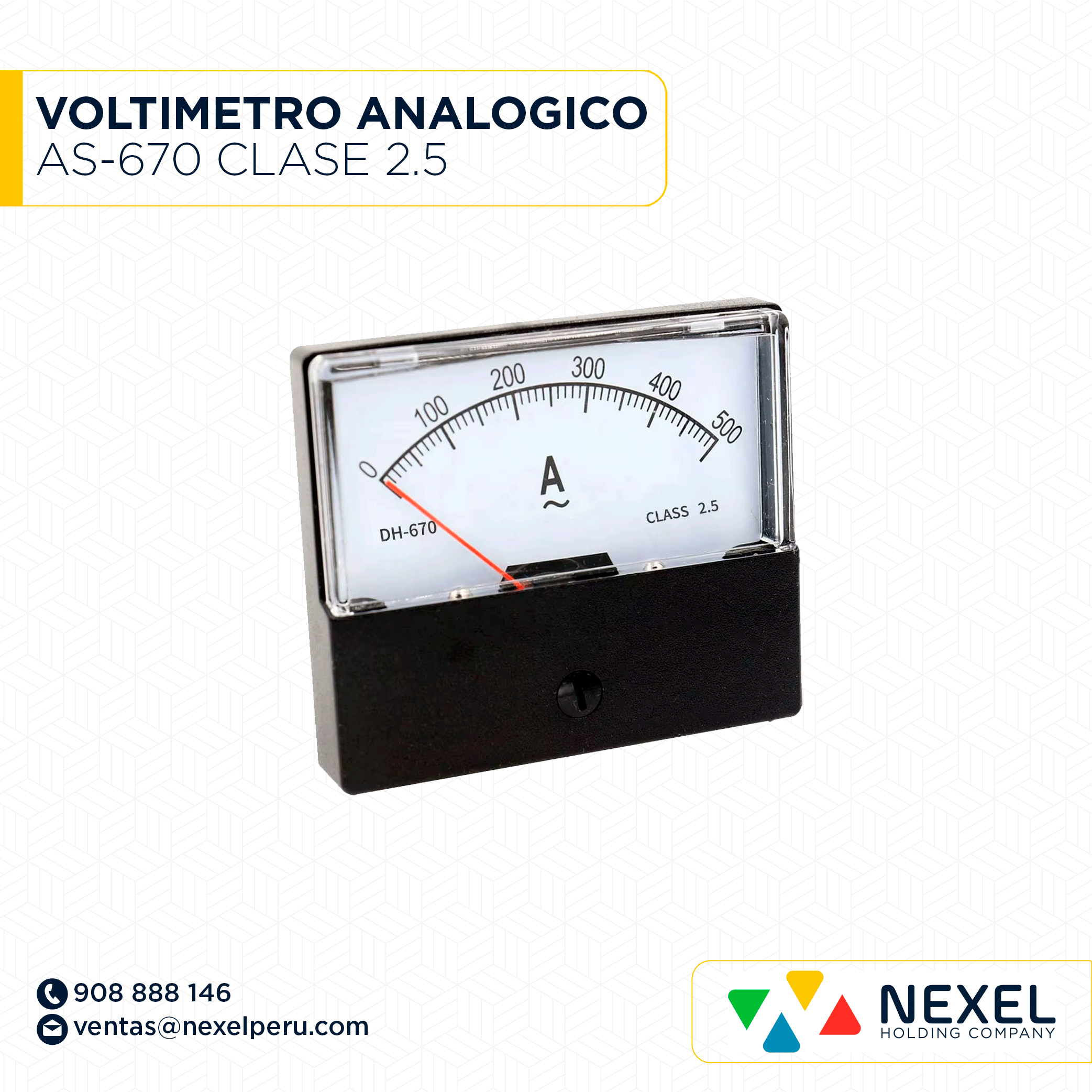 [L14287] VOLTIMETRO ANALOGICO AS-670 CLASE 2.5 TMG