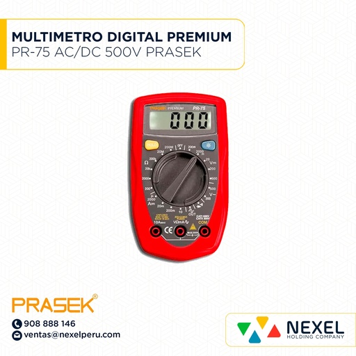 [L14284] MULTIMETRO DIGITAL PREMIUM PR-75 AC/DC 500V - 10A PRASEK