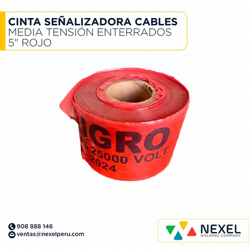 [F163052] CINTA SEÑALIZADORA CABLES MEDIA TENSIÓN ENTERRADOS 5" ROJO STANDARD