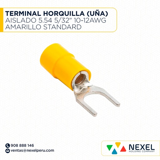 [F131846] TERMINAL HORQUILLA (UÑA) AISLADO 5.54 5/32" 10-12AWG AMARILLO STANDARD